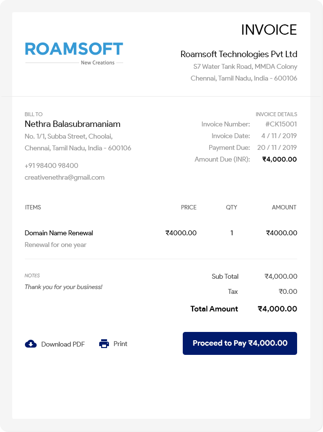 Easy Invoice payments